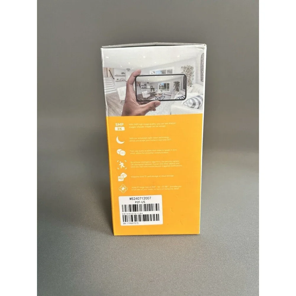 New Arenti P2F 5MP 3K Indoor Wi-Fi Camera Dual-Band 2.4 GHz & 5GHz Wi-Fi